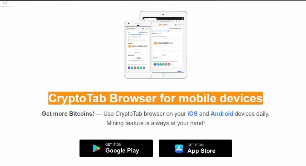 CryptoTab Browser for mobile devices