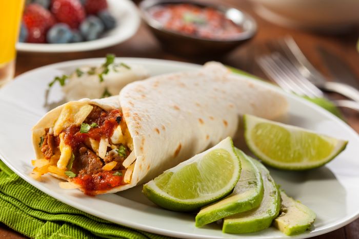Breakfast Burrito with Black Beans and Salsa
